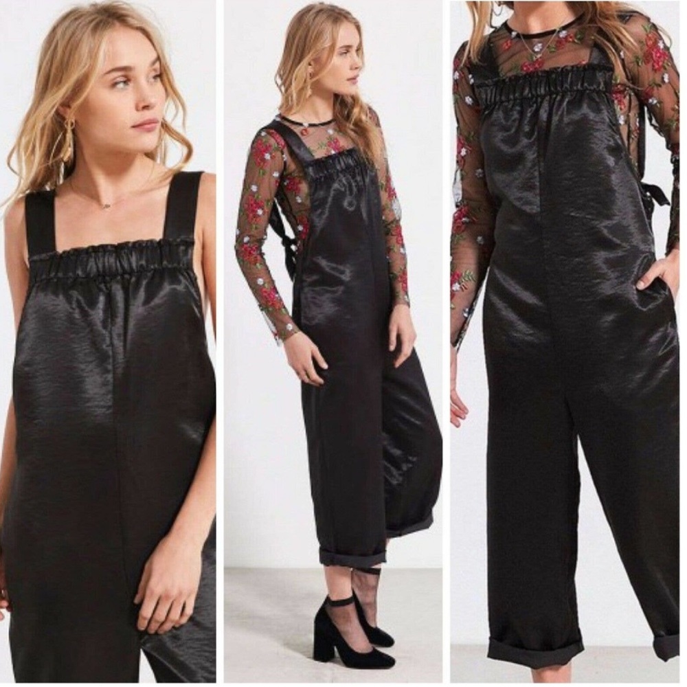 Silence + Noise Margo Satin Jumpsuit- Black